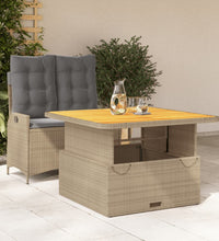 2-tlg. Garten-Essgruppe mit Kissen Beige Poly Rattan