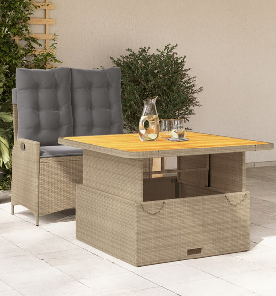 2-tlg. Garten-Essgruppe mit Kissen Beige Poly Rattan