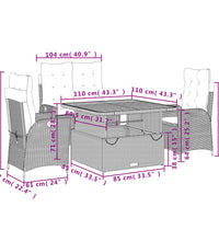 4-tlg. Garten-Essgruppe mit Kissen Beige Poly Rattan