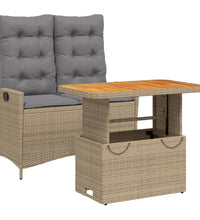2-tlg. Garten-Essgruppe mit Kissen Beige Poly Rattan