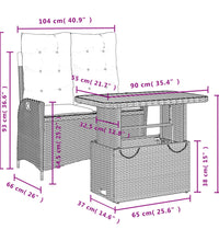 2-tlg. Garten-Essgruppe mit Kissen Beige Poly Rattan