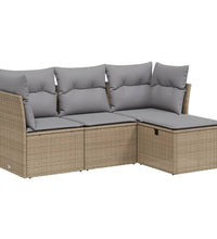 4-tlg. Garten-Sofagarnitur mit Kissen Beigemischung Poly Rattan