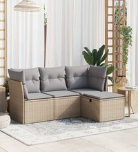 4-tlg. Garten-Sofagarnitur mit Kissen Beigemischung Poly Rattan