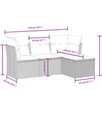 4-tlg. Garten-Sofagarnitur mit Kissen Grau Poly Rattan