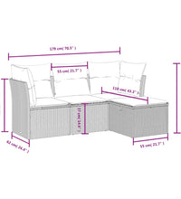 4-tlg. Garten-Sofagarnitur mit Kissen Hellgrau Poly Rattan