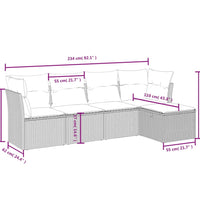 5-tlg. Garten-Sofagarnitur mit Kissen Beige Poly Rattan