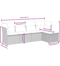 5-tlg. Garten-Sofagarnitur mit Kissen Grau Poly Rattan