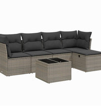 6-tlg. Garten-Sofagarnitur mit Kissen Grau Poly Rattan