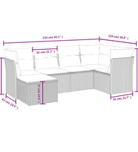 6-tlg. Garten-Sofagarnitur mit Kissen Schwarz Poly Rattan