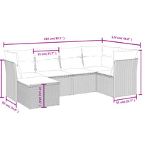 6-tlg. Garten-Sofagarnitur mit Kissen Grau Poly Rattan