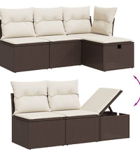 6-tlg. Garten-Sofagarnitur mit Kissen Braun Poly Rattan