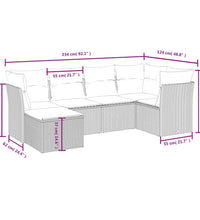 6-tlg. Garten-Sofagarnitur mit Kissen Braun Poly Rattan