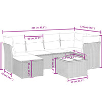 7-tlg. Garten-Sofagarnitur mit Kissen Schwarz Poly Rattan