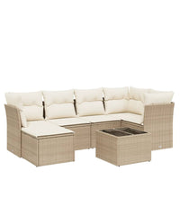 7-tlg. Garten-Sofagarnitur mit Kissen Beige Poly Rattan