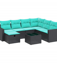 7-tlg. Garten-Sofagarnitur mit Kissen Beige Poly Rattan