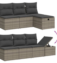 7-tlg. Garten-Sofagarnitur mit Kissen Grau Poly Rattan