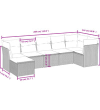 7-tlg. Garten-Sofagarnitur mit Kissen Braun Poly Rattan