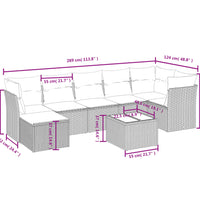 8-tlg. Garten-Sofagarnitur mit Kissen Schwarz Poly Rattan