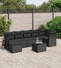 8-tlg. Garten-Sofagarnitur mit Kissen Schwarz Poly Rattan