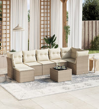 8-tlg. Garten-Sofagarnitur mit Kissen Beige Poly Rattan