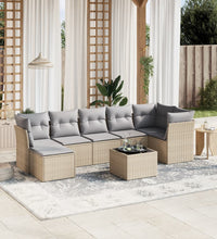 8-tlg. Garten-Sofagarnitur mit Kissen Beige Poly Rattan