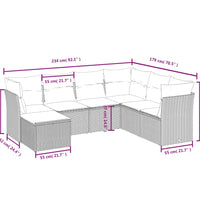 7-tlg. Garten-Sofagarnitur mit Kissen Braun Poly Rattan