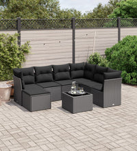 8-tlg. Garten-Sofagarnitur mit Kissen Schwarz Poly Rattan