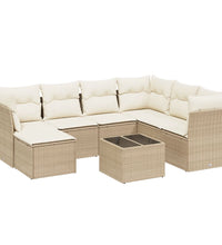 8-tlg. Garten-Sofagarnitur mit Kissen Beige Poly Rattan