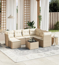 8-tlg. Garten-Sofagarnitur mit Kissen Beige Poly Rattan