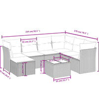 8-tlg. Garten-Sofagarnitur mit Kissen Beige Poly Rattan