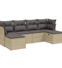 6-tlg. Garten-Sofagarnitur mit Kissen Beige Poly Rattan
