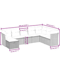 8-tlg. Garten-Sofagarnitur mit Kissen Schwarz Poly Rattan