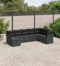 8-tlg. Garten-Sofagarnitur mit Kissen Schwarz Poly Rattan