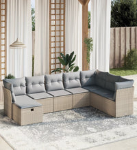 8-tlg. Garten-Sofagarnitur mit Kissen Beige Poly Rattan