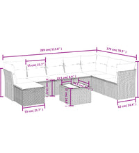 9-tlg. Garten-Sofagarnitur mit Kissen Schwarz Poly Rattan