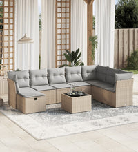 9-tlg. Garten-Sofagarnitur mit Kissen Beige Poly Rattan