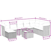 9-tlg. Garten-Sofagarnitur mit Kissen Grau Poly Rattan