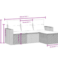 4-tlg. Garten-Sofagarnitur mit Kissen Hellgrau Poly Rattan