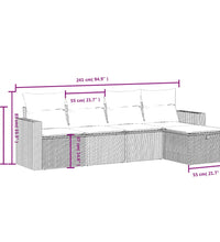 5-tlg. Garten-Sofagarnitur mit Kissen Beige Poly Rattan