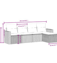 5-tlg. Garten-Sofagarnitur mit Kissen Grau Poly Rattan