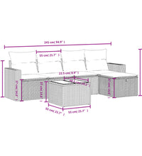 6-tlg. Garten-Sofagarnitur mit Kissen Beige Poly Rattan