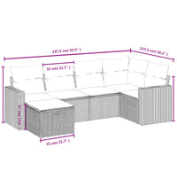 6-tlg. Garten-Sofagarnitur mit Kissen Beige Poly Rattan