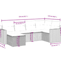 6-tlg. Garten-Sofagarnitur mit Kissen Hellgrau Poly Rattan