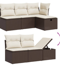 6-tlg. Garten-Sofagarnitur mit Kissen Braun Poly Rattan