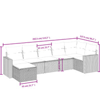 7-tlg. Garten-Sofagarnitur mit Kissen Hellgrau Poly Rattan