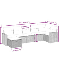 7-tlg. Garten-Sofagarnitur mit Kissen Braun Poly Rattan