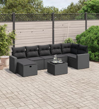 8-tlg. Garten-Sofagarnitur mit Kissen Schwarz Poly Rattan