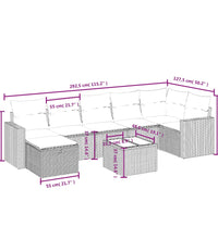 8-tlg. Garten-Sofagarnitur mit Kissen Schwarz Poly Rattan