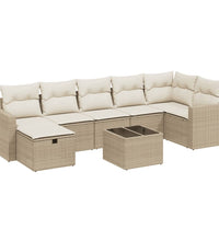 8-tlg. Garten-Sofagarnitur mit Kissen Beige Poly Rattan