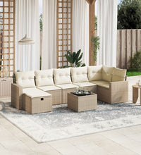 8-tlg. Garten-Sofagarnitur mit Kissen Beige Poly Rattan
